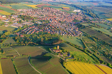 Ravensburg Castle (Sulzfeld) in Sulzfeld in the state Baden-Wuerttemberg, Germany viewn from the air