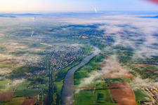 Place on the Neckar under clouds in Offenau in the state Baden-Wuerttemberg, Germany