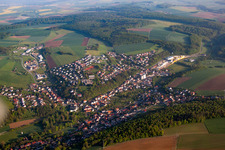 Aerial view of Neckar-Odenwald district in Billigheim in the state Baden-Wuerttemberg, Germany