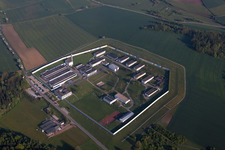 Aerial view of Building complex of the jail Justizvollzugsanstalt Adelsheim in the district Leibenstadt in Adelsheim in the state Baden-Wurttemberg