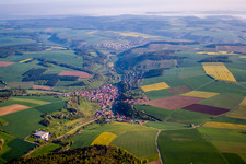 Aerial view of Village view in the district Brehmen in Königheim in the state Baden-Wuerttemberg, Germany