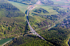 Routing and traffic lanes over the highway bridge in the B19 in Wuerzburg in the state Bavaria, Germany