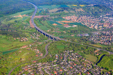 Heidingsfeld viaduct on the A3 from the east in the district Heuchelhof in Würzburg in the state Bavaria, Germany