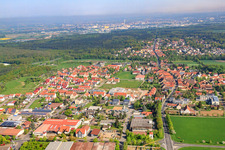 Main street from the south in Schwebheim in the state Bavaria, Germany