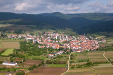 Drone image of District Rechtenbach in Schweigen-Rechtenbach in the state Rhineland-Palatinate, Germany