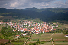 District Rechtenbach in Schweigen-Rechtenbach in the state Rhineland-Palatinate, Germany from the drone perspective