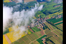 Aerial view of Cloud over village in Erlenbachtal in Barbelroth in the state Rhineland-Palatinate, Germany