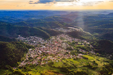 City in the Palatinate Forest from the east in Hauenstein in the state Rhineland-Palatinate, Germany