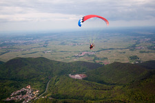 Paraglider at the quarry in Waldhambach in the state Rhineland-Palatinate, Germany