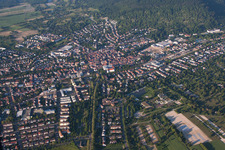 Drone recording of Ettlingen in the state Baden-Wuerttemberg, Germany