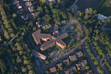 Aerial photograpy of Caritas Senior Center at Horbachpark in Ettlingen in the state Baden-Wuerttemberg, Germany