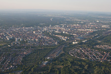Aerial view of From the south in the district Weiherfeld-Dammerstock in Karlsruhe in the state Baden-Wuerttemberg, Germany