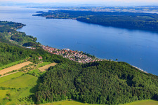 City on the shore of Lake Überlingen from the northwest in Sipplingen in the state Baden-Wuerttemberg, Germany