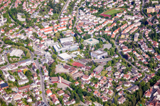 Aerial view of Constantin-Vanotti School, Marie Curie School, Realschule Überlingen and District Sports Hall Überlingen in Überlingen in the state Baden-Wuerttemberg, Germany