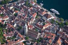 The city center in the downtown area in Ueberlingen in the state Baden-Wurttemberg