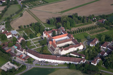 Aerial view of School building of the Schule Schloss Salem on Schlossbezirk in the district Stefansfeld in Salem in the state Baden-Wurttemberg