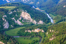 Aerial view of Laibfels above the Danube Valley in Fridingen an der Donau in the state Baden-Wuerttemberg, Germany