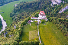 Danube Gorge in Leibertingen in the state Baden-Wuerttemberg, Germany seen from above