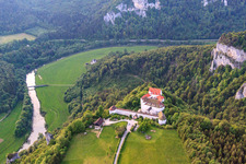 DJH Youth Hostel Burg Wildenstein in Leibertingen in the state Baden-Wuerttemberg, Germany from the plane