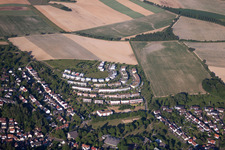 District Hohenwettersbach in Karlsruhe in the state Baden-Wuerttemberg, Germany from the plane
