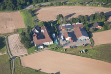 Thomashof in the district Durlach in Karlsruhe in the state Baden-Wuerttemberg, Germany from above