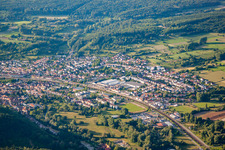 Aerial view of From the southeast in the district Berghausen in Pfinztal in the state Baden-Wuerttemberg, Germany