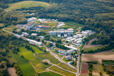 Oblique view of Fraunhofer Institute in the district Grötzingen in Karlsruhe in the state Baden-Wuerttemberg, Germany