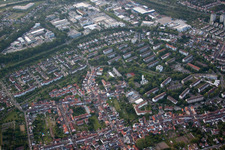 District Durlach in Karlsruhe in the state Baden-Wuerttemberg, Germany viewn from the air