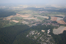 Drone recording of District Durlach in Karlsruhe in the state Baden-Wuerttemberg, Germany