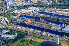 Karlsruhe Rhine ports with PHOS stainless steel design in Werftstr in the district Mühlburg in Karlsruhe in the state Baden-Wuerttemberg, Germany