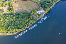 Oblique view of Rowing Club Rastatt 1898 eV in Elchesheim-Illingen in the state Baden-Wuerttemberg, Germany