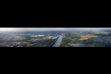 Rhine panorama to the north in Mothern in the state Bas-Rhin, France