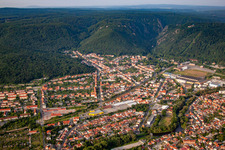Town View of the streets and houses of the residential areas in Thale in the state Saxony-Anhalt, Germany