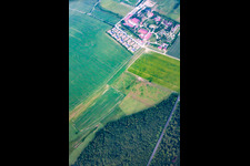 Aerial view of Holiday park at the western town Pullman City near Hasselfelde in the district Hasselfelde in Oberharz am Brocken in the state Saxony-Anhalt, Germany