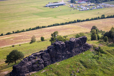 Aerial view of Rock and mountain landscape Gegensteine der Teufelsmauer bei Ballenstedt in the district Rieder in Ballenstedt in the state Saxony-Anhalt
