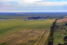 Airfield in the morning mist in the district Asmusstedt in Ballenstedt in the state Saxony-Anhalt, Germany