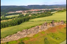 Aerial photograpy of Counterstones of the Devil's Wall (Köingstein) in the district Weddersleben in Thale in the state Saxony-Anhalt, Germany