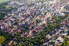 Aerial view of Cathedral Square in Halberstadt in the state Saxony-Anhalt, Germany
