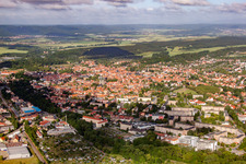 Aerial view of City view of the city area of in Quedlinburg in the state Saxony-Anhalt, Germany
