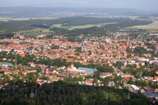 Aerial photograpy of City view of the city area of in Quedlinburg in the state Saxony-Anhalt, Germany