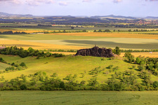 Aerial photograpy of Large Counter Stone/Stone Ship in the district Asmusstedt in Ballenstedt in the state Saxony-Anhalt, Germany