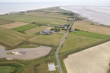 Aerial view of Kilnsea in the state England, Great Britain