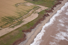 Aerial view of Holmpton in the state England, Great Britain
