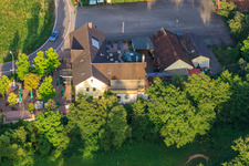 Aerial view of Waldgasthof Bienwaldmühle in Scheibenhardt in the state Rhineland-Palatinate, Germany