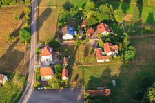 Aerial view of Lauterweg in the district of Bienwaldmühle in Scheibenhardt in the state Rhineland-Palatinate, Germany