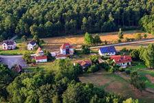Lauterweg in the district of Bienwaldmühle in Scheibenhardt in the state Rhineland-Palatinate, Germany from above