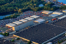 Mercedes-Benz Trucks stored at the Wörth automobile plant in Wörth am Rhein in the state Rhineland-Palatinate, Germany