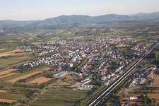 Aerial photograpy of Town View of the streets and houses of the residential areas in the district Urloffen in Appenweier in the state Baden-Wurttemberg