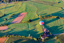 Landing of a hot air balloon on mats in the Kinzig Valley in Gengenbach in the state Baden-Wuerttemberg, Germany
