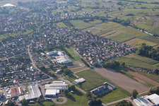 Aerial photograpy of Rhinau in the state Bas-Rhin, France